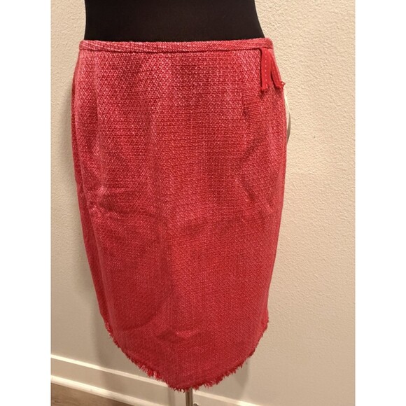 Kasper Tweed Pink 2pc Skirt Suit Frayed Trim Single Breasted Blazer Petite 10P - Picture 12 of 16